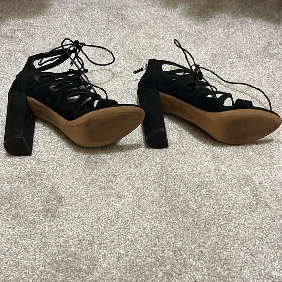 Sam Edelman Lace-up block heel Sandal black suede size 6.5 - Picture 3 of 5